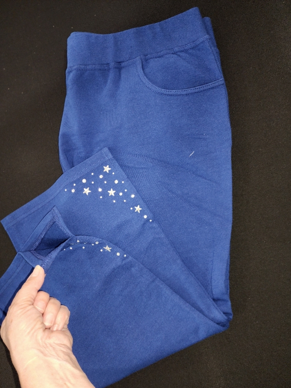 Quacker Factory Blue Capris with Silver Star Accents